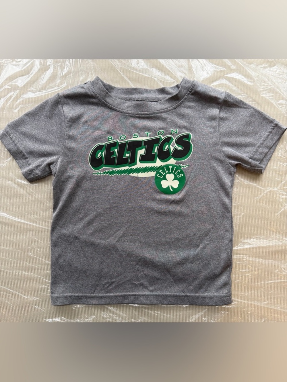 NBA Kids Gray Tee with Green Boston Celtics Logo